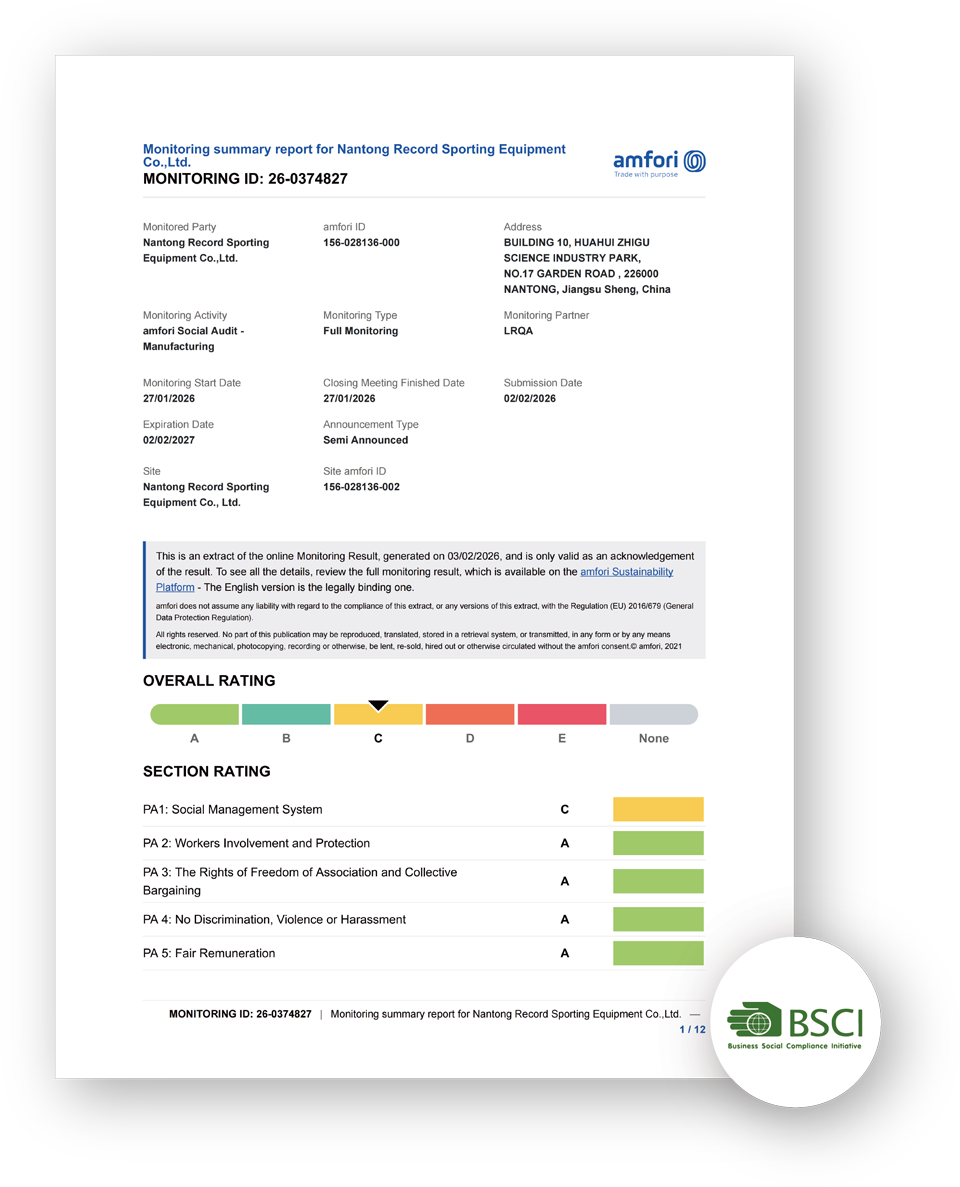 PROESCE BSCI audit certificate