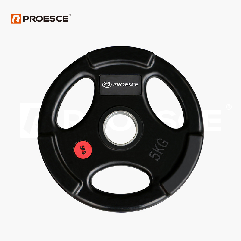 3-Grip Rubber Olympic Weight Plates | Cast Iron Barbell Plates PROESCE LKPL-122