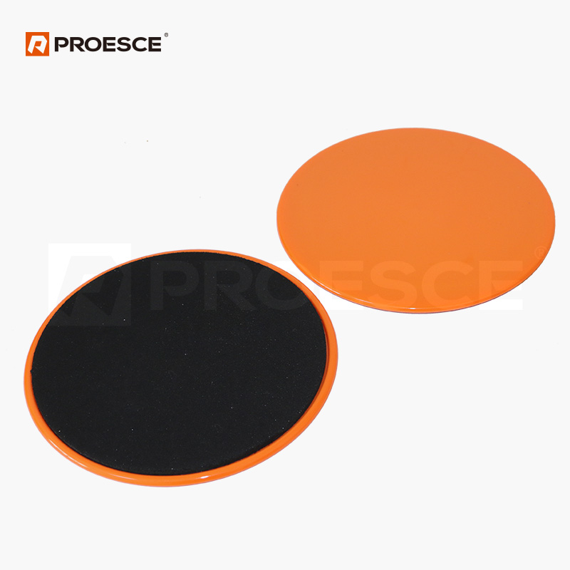 Pair of fitness core slider pads with PVC smooth base & anti slip EVA top for orange color LSD-105