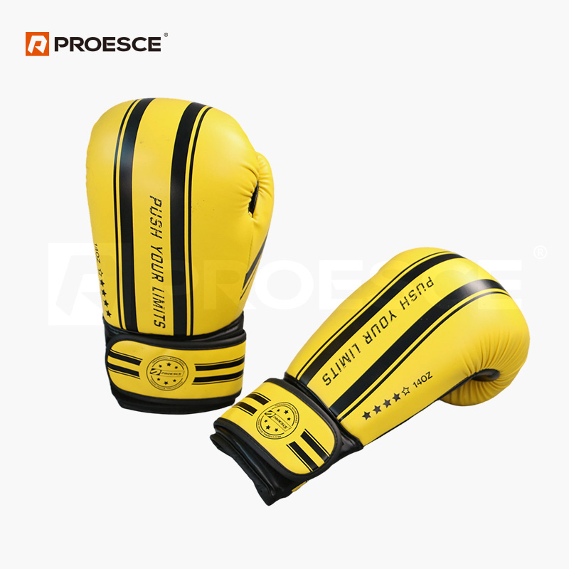Training Boxing Gloves PU Leather EVA Padded For Yellow And Black Color LBQ-2312
